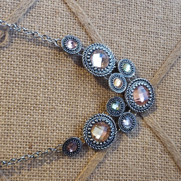 Autumn Colored Rhinestone Silver-tone Necklace - Picture 2 of 6